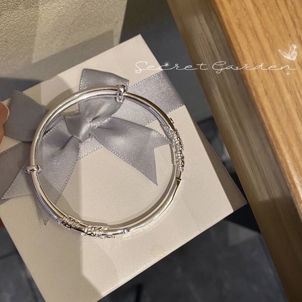 9999 Sterling silver push pull relief silk silver bracelet women's